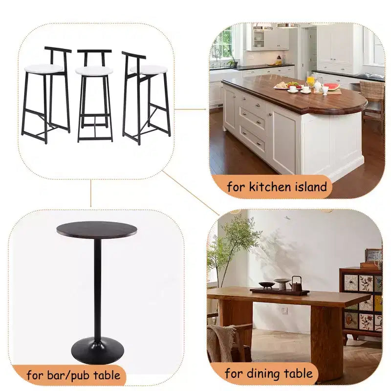 Tabourets de bar hauteur comptoir, lot de 3