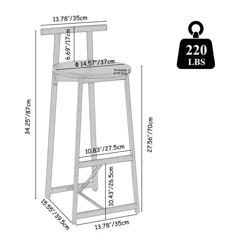 Tabourets de bar hauteur comptoir, lot de 3