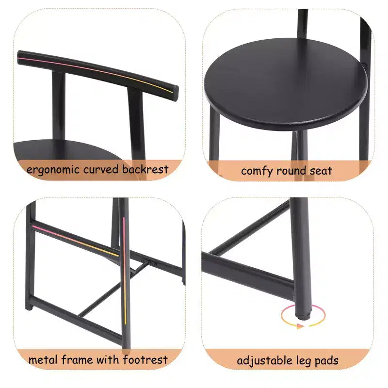 Tabourets de bar hauteur comptoir, lot de 3