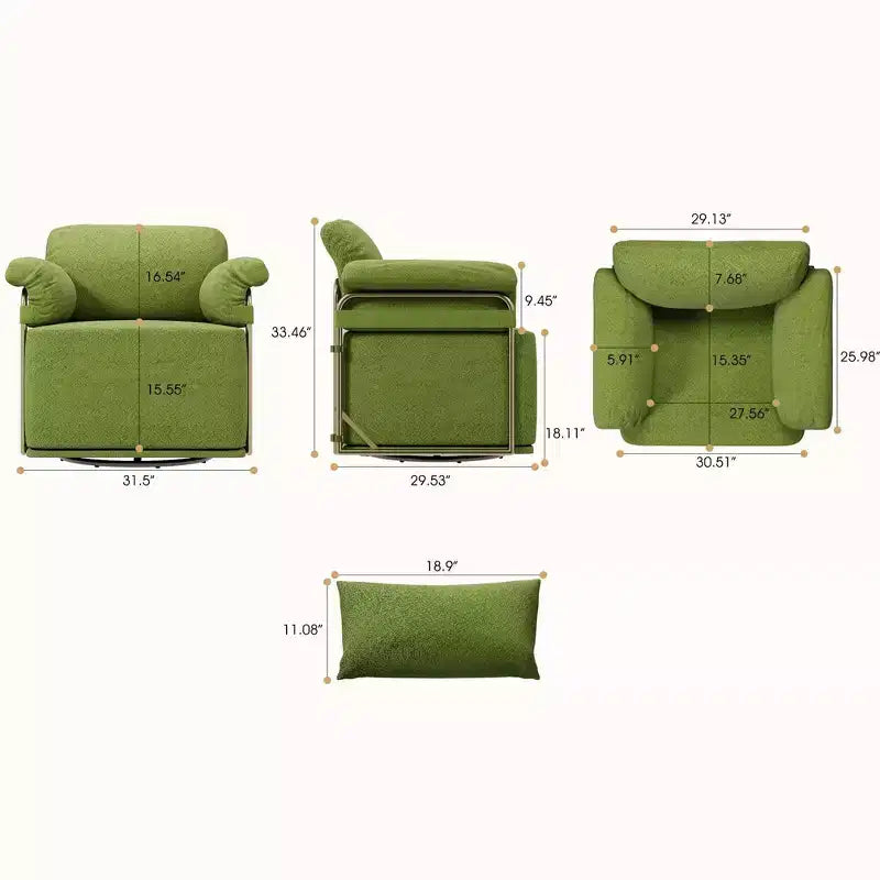 Fauteuil d'appoint carré pivotant
