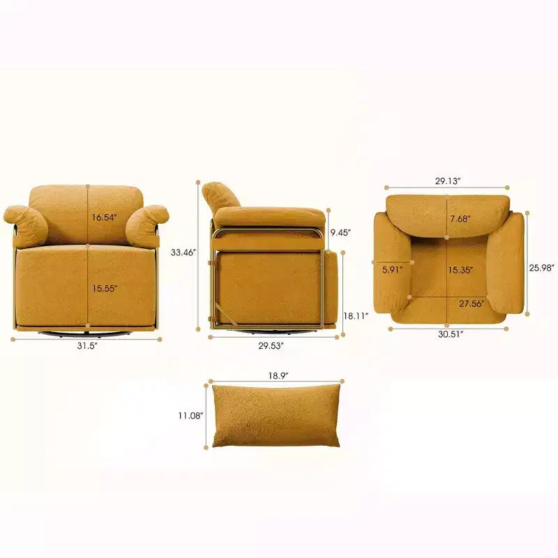 Fauteuil d'appoint carré pivotant