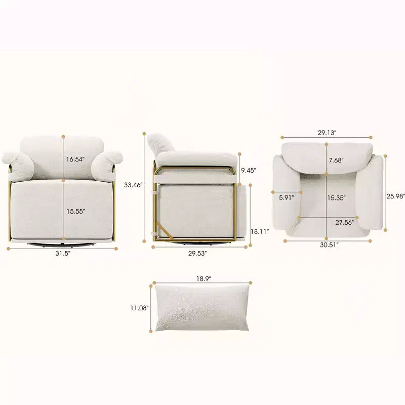 Fauteuil d'appoint carré pivotant