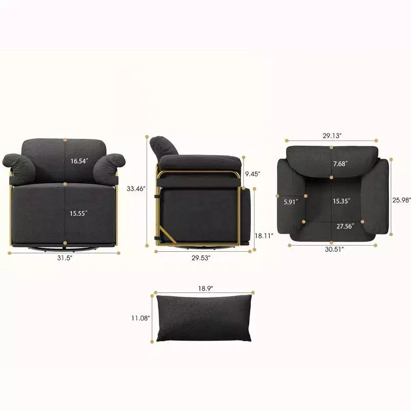 Fauteuil d'appoint carré pivotant