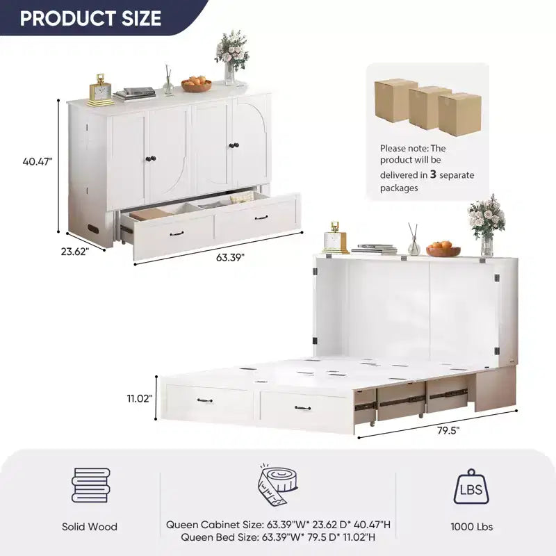 Lit escamotable moderne Queen size