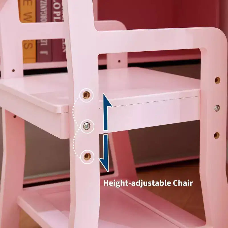 Bureau d'angle pour enfants, ensemble bureau et chaise pour enfants, table d'étude en forme de L pour enfants avec tableau d'affichage, étagères ouvertes, armoires de rangement et tiroirs en tissu