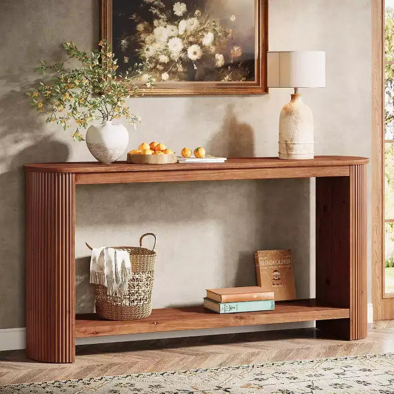 Console en bois massif de 63 po de long