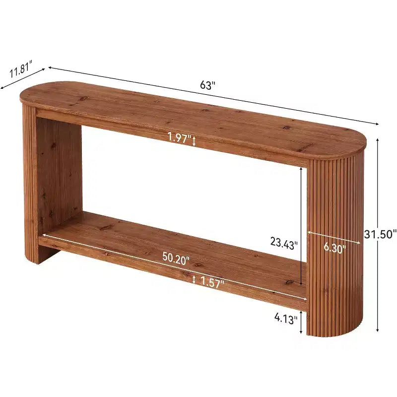 Console en bois massif de 63 po de long