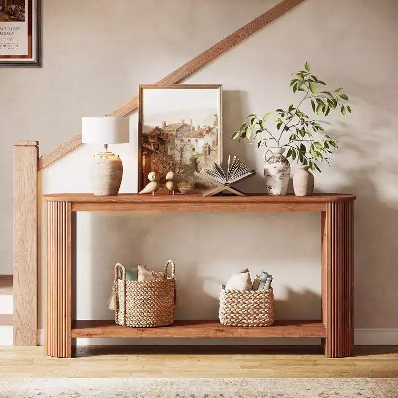 Console en bois massif de 63 po de long