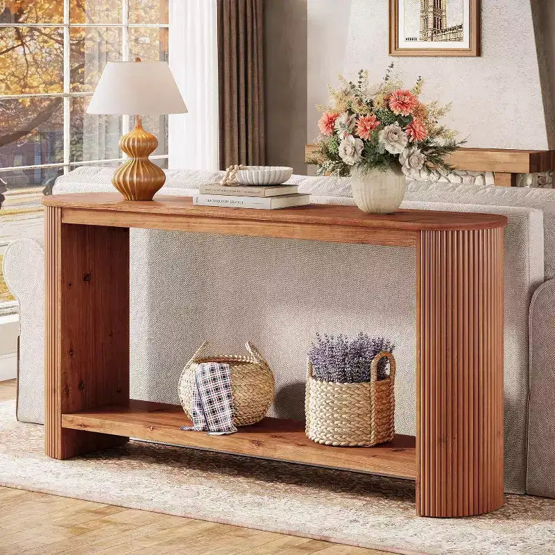 Console en bois massif de 63 po de long