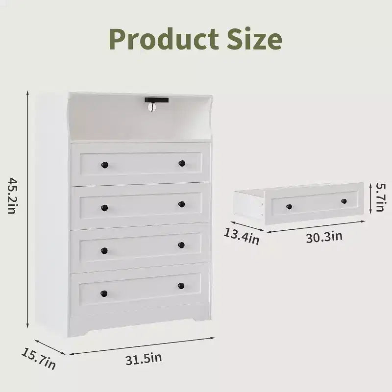 Commode en bois à 4 tiroirs pour chambre à coucher, table de chevet moderne, meuble de rangement en bois pour salon, couloir, placard