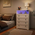 Commode en bois à 4 tiroirs pour chambre à coucher, table de chevet moderne, meuble de rangement en bois pour salon, couloir, placard