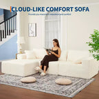 Canapé d'angle modulable 274 cm, canapé en velours côtelé compressé avec assise profonde, canapé confortable en mousse à mémoire de forme pour salon ou chambre, aucun assemblage requis