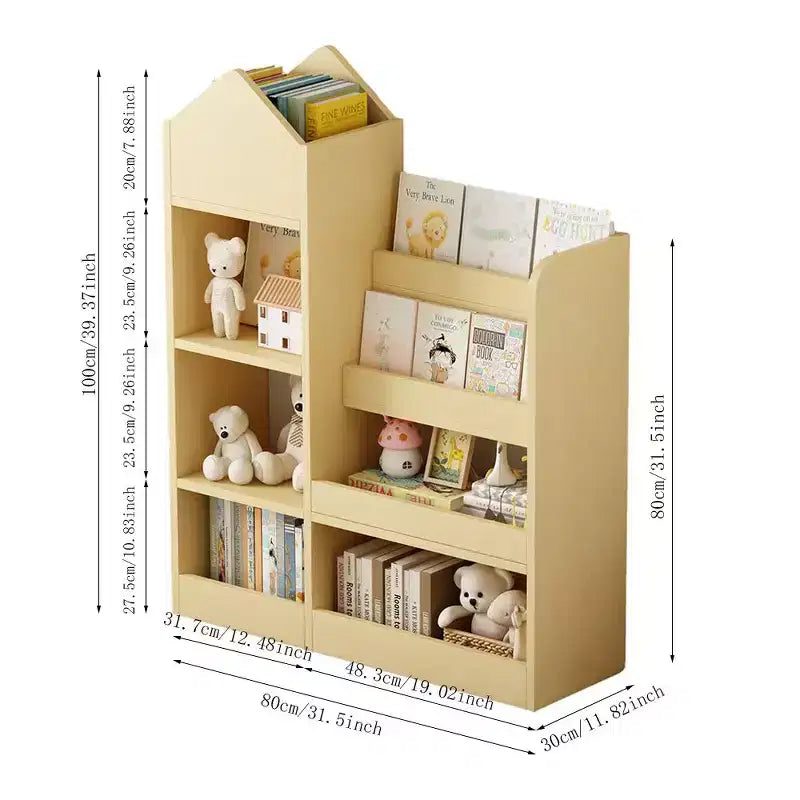 Étagère à Livres pour Enfants en Bois avec 6 Compartiments