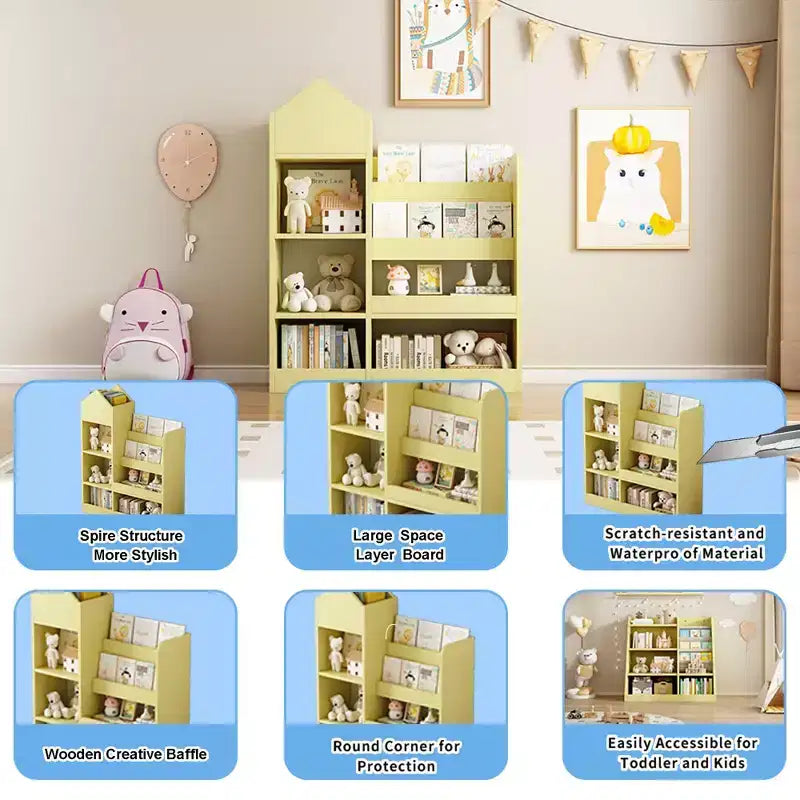 Étagère à Livres pour Enfants en Bois avec 6 Compartiments