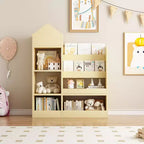 TUYOHW Wood Kids Bookshelf with 6 Compartments 2 Baskets Bins,Toy Storage Organizer for Bedroom,Nursery,Hallway,Living Room,Playroom