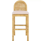 Tojo Cane Round Back Bar Stool - BST6506A - Natural/White - Safavieh