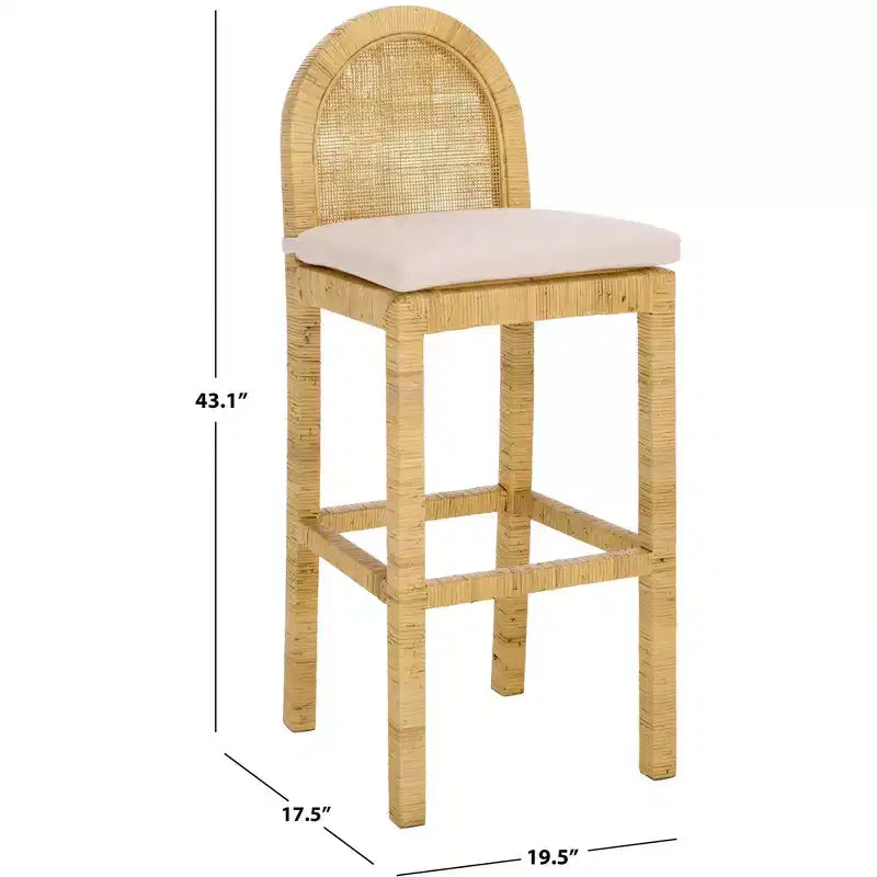 Tabouret de bar rond en rotin