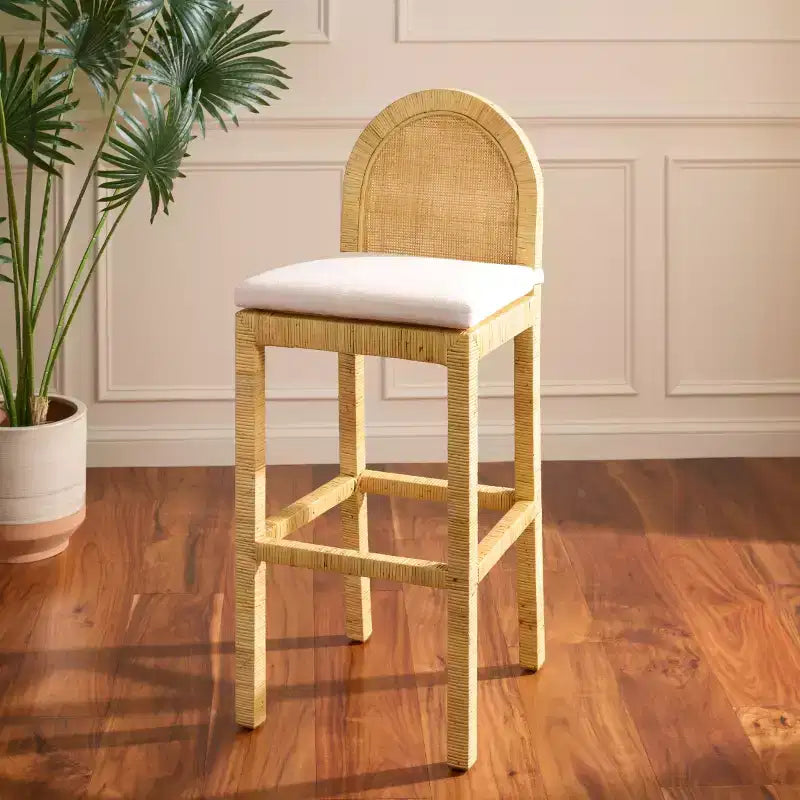 Tabouret de bar rond en rotin