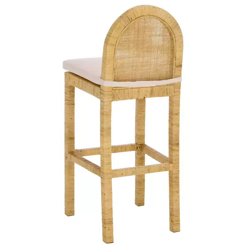 Tabouret de bar rond en rotin