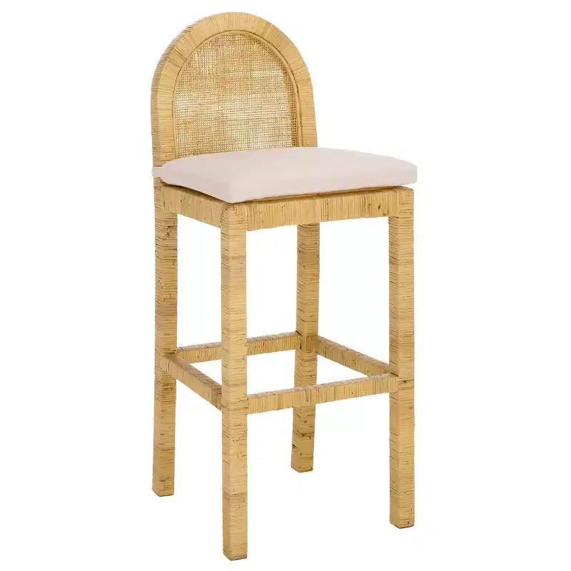 Tabouret de bar rond en rotin