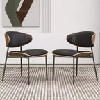 Luck Live Farmhouse Contemporary Dining Chairs with Metal Frame, Soft Upholstered Seat & Back (Set Of 2)