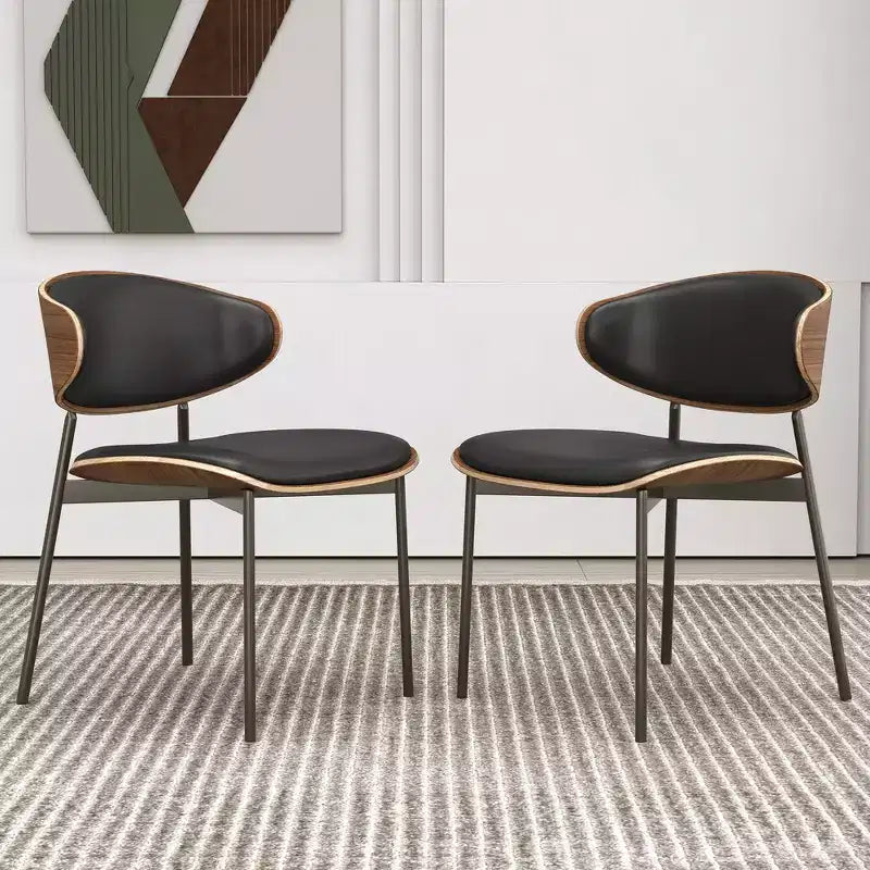 Luck Live Farmhouse Contemporary Dining Chairs with Metal Frame, Soft Upholstered Seat & Back (Set Of 2)
