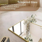 Grands miroirs muraux 65x24 pouces, miroir pleine longueur avec support, cadre en alliage d'aluminium doré, miroir sur pied pour chambre et salon