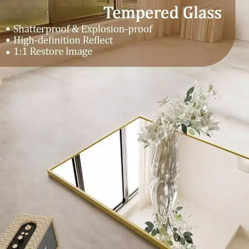 Grands miroirs muraux 65x24 pouces, miroir pleine longueur avec support, cadre en alliage d'aluminium doré, miroir sur pied pour chambre et salon