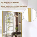Grands miroirs muraux 65x24 pouces, miroir pleine longueur avec support, cadre en alliage d'aluminium doré, miroir sur pied pour chambre et salon