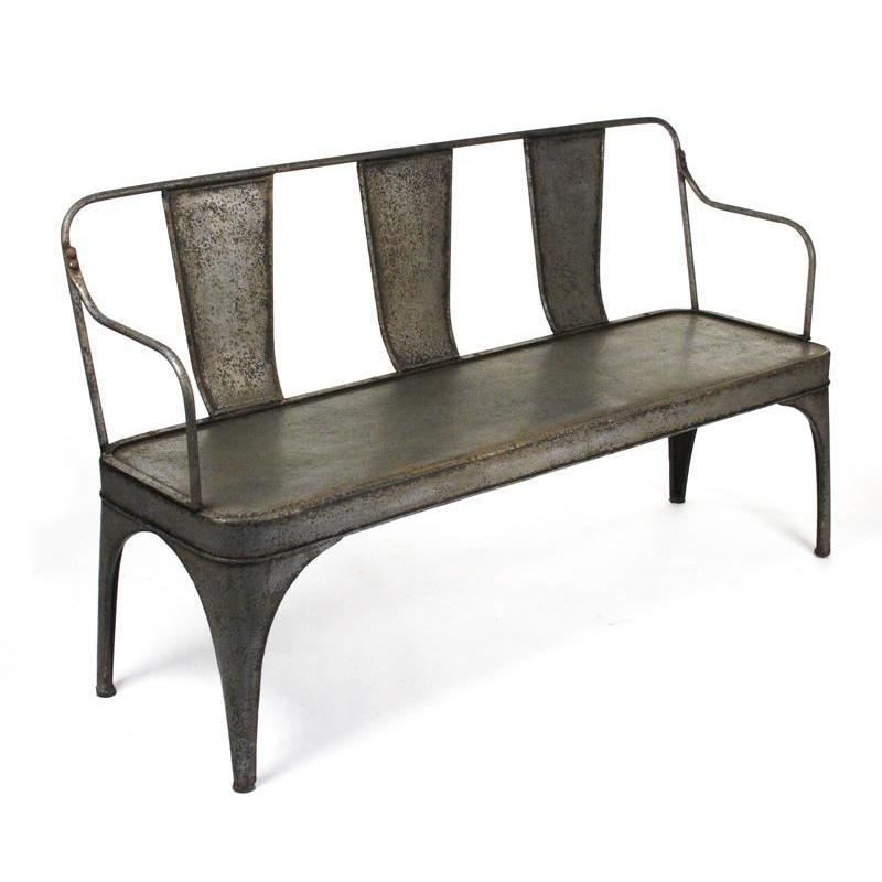 Banc de café en métal et fer forgé
