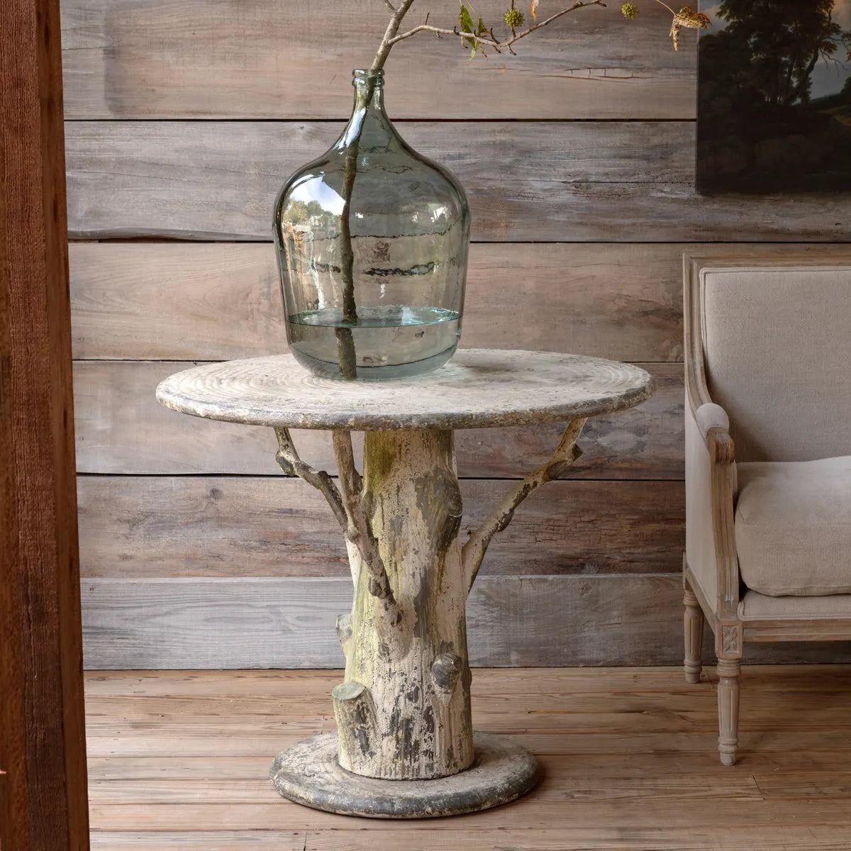 Table tronc d'arbre en faux bois